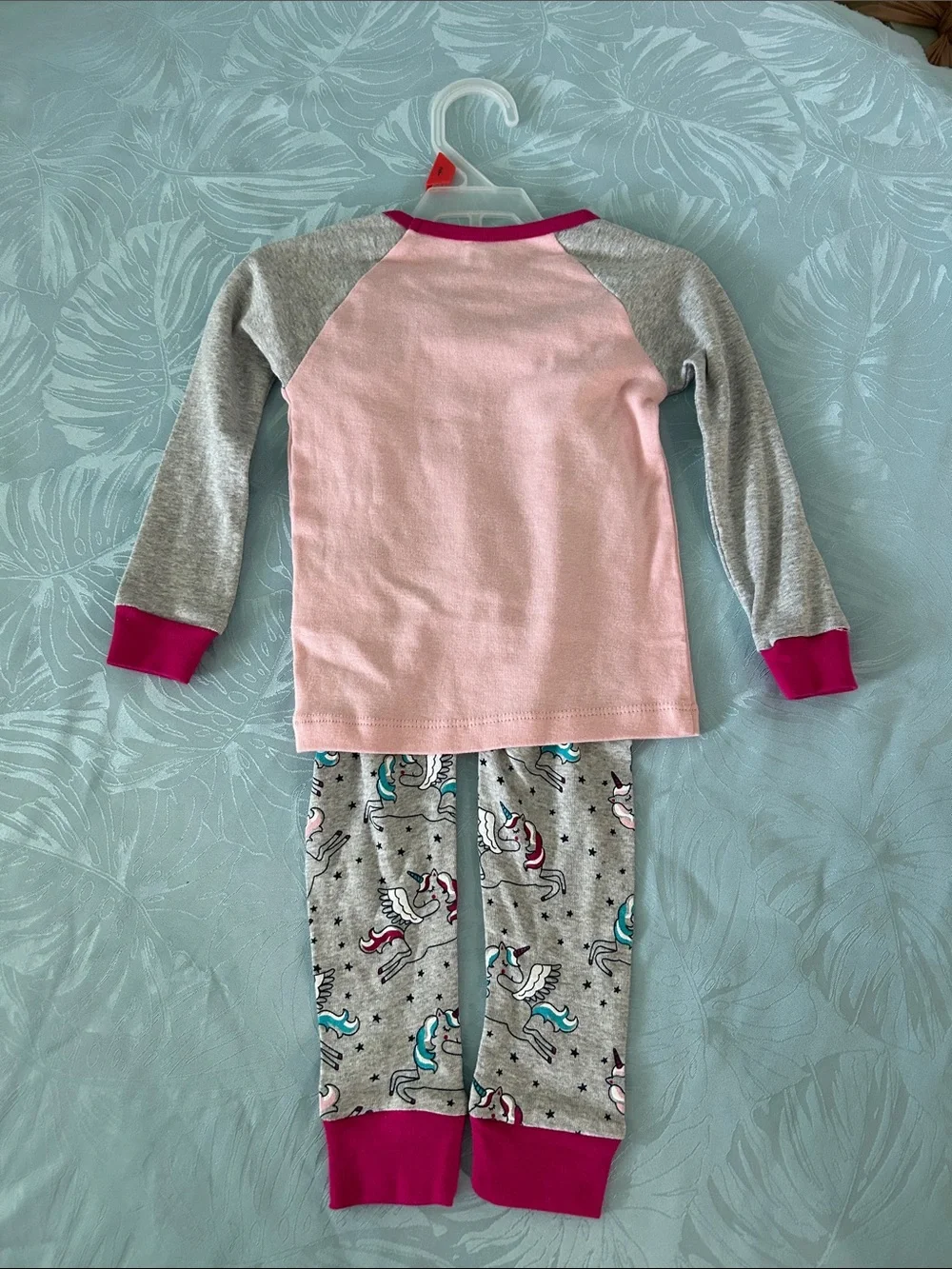 wonder nation Pink & Gray Unicorn 'Big Dreams' Pajama Set with Fuchsia Trim